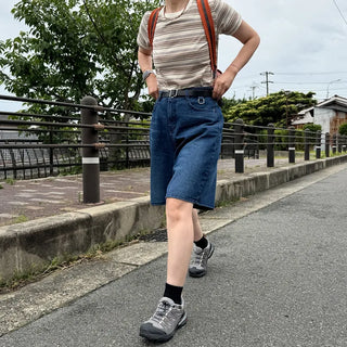D-ring Bermuda denim pants