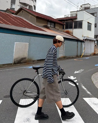 Multi-stripe long-sleeved T-shirt
