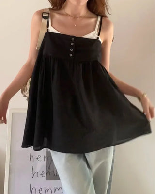 Back-button sleeveless blouse