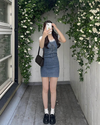 Corset denim mini dress