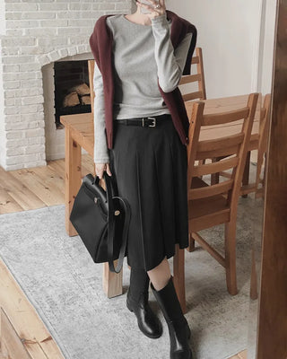 Pleated midi skirt