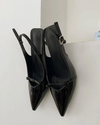 Pointed-toe ribbon slingback heels (4 colors)