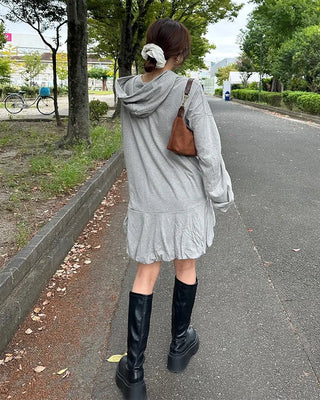 Peplum hoodie dress