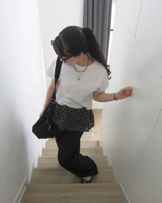 Polka Dot Skirt Layered Cotton Pants