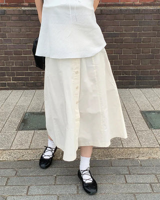 Button-up flared midi skirt