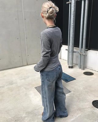 Round neck striped T-shirt