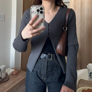 Ribbed Open Cardigan