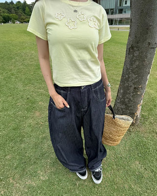White Stitch Rigid Summer Denim Pants