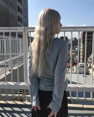 Brushed Cotton Loose Long-Sleeve T-Shirt