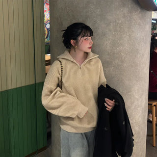 Half-zip ribbed knit