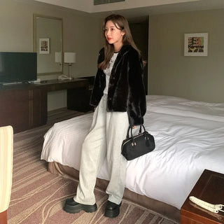 High-neck fur jacket