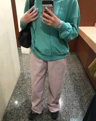 Back flap pocket cotton wide pants