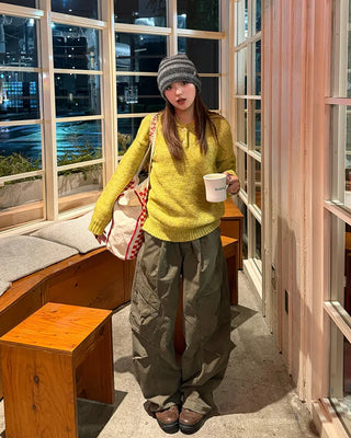 Curved Line Cargo Band Pants