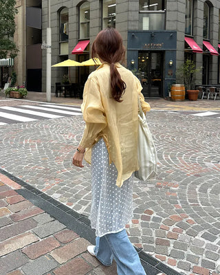 See-through side ribbon shirt