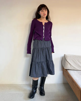 Walnut Button Short Knit Cardigan