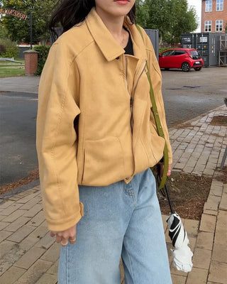 Oversized suede blouson
