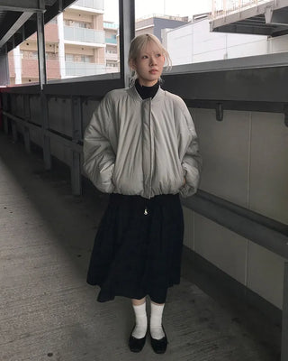 Check pattern cotton long skirt