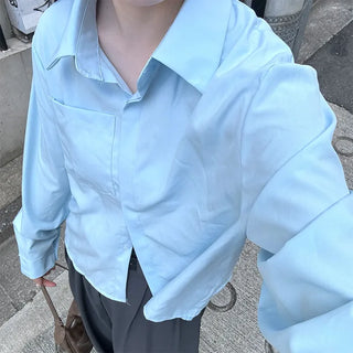 One-pocket cropped shirt