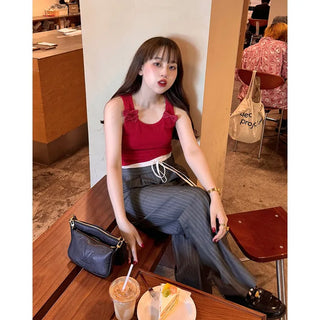 Striped wide-fit pants