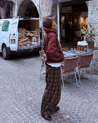 Big check wide pants