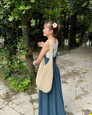 Smoked denim long dress