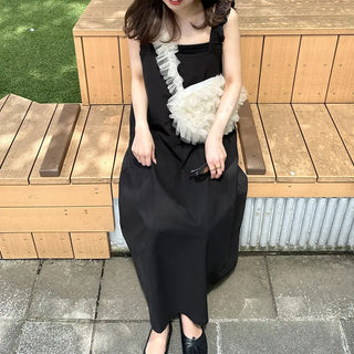Shirred sleeveless long dress