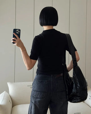Half-neck short-sleeved T-shirt