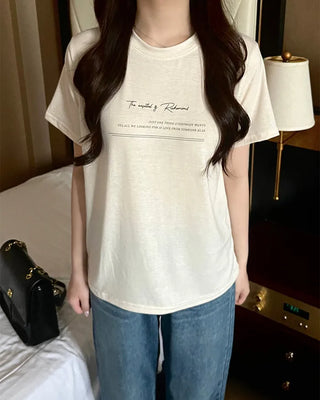 Lettering Tencel Half-Sleeve T-Shirt