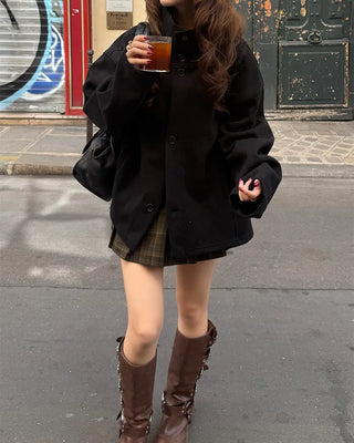 High-neck zip-up blouson
