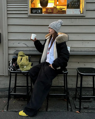 Raccoon fur hooded jacket