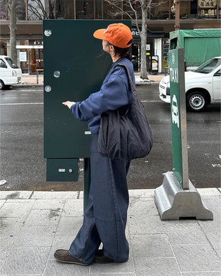 Studded pocket balloon denim pants