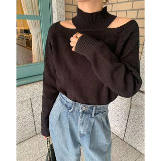 Slit Point Half Neck Knit