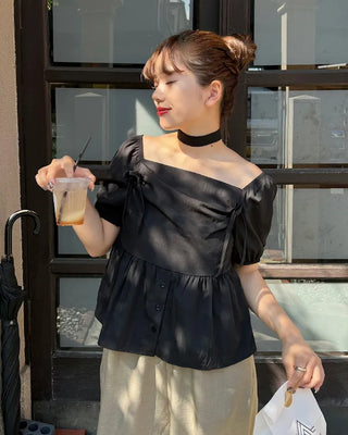 Choker Square Puff Blouse