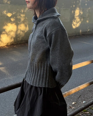 Double-zip ribbed knit top
