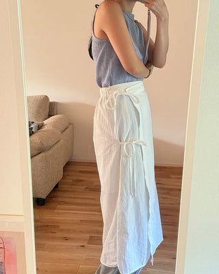 Wrap Ribbon Long Skirt