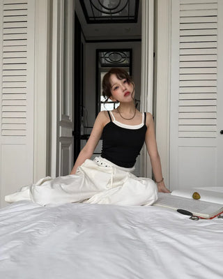 Polka Dot Layered Wide Pants