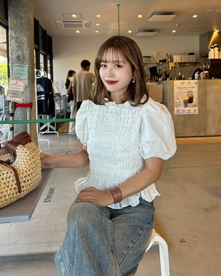 Smoked Frill Puff Blouse