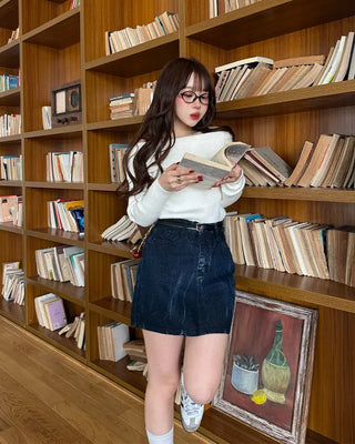 denim mini skirt