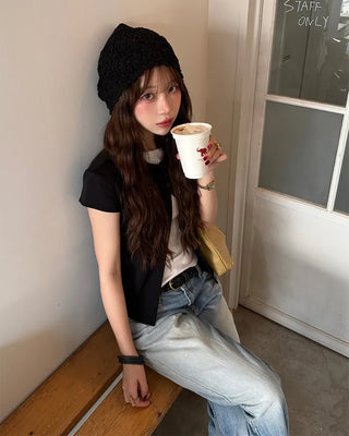 Washed low-rise denim