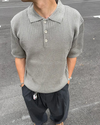 Linen color short-sleeved knit