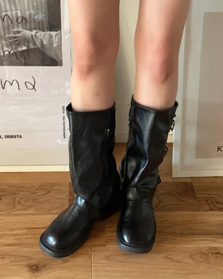 Buckle mid-calf boots