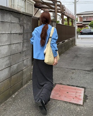 Striped strap long skirt