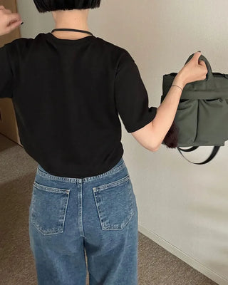 Basic semi-cropped T-shirt