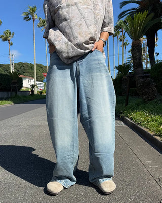 Wide balloon denim pants