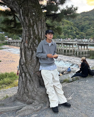 Cargo wide drawstring pants