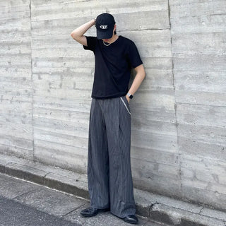 Striped wide slacks