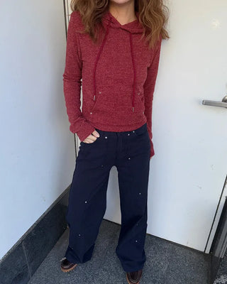 Slim-fit knit hoodie