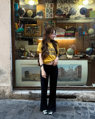 Low-rise ribbed wide-leg pants