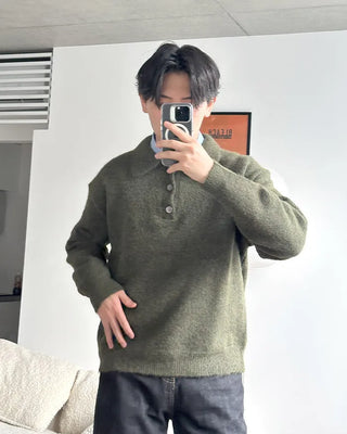 Polo collar boucle knit