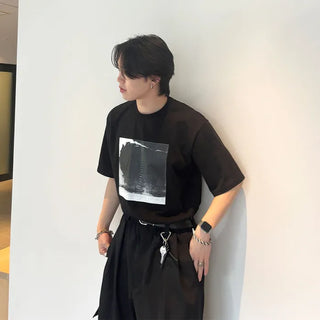 (Unisex) Square Print Short-Sleeve T-Shirt